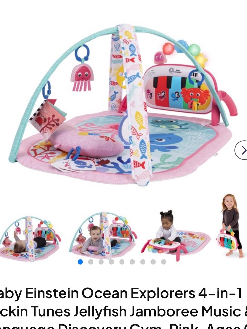 Baby Einstein Ocean Explorers 4-in-1 Kickin Tunes Pink Jellyfish Discovery Gym